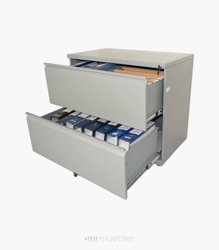 Archivador Metálico Negro Con 2 Cajones Para A4 - Con Llave, 62x46x72 Cm - Organización De Oficina