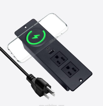 Regleta de alimentación empotrada con cargador inalámbrico de 15W