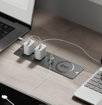 Regleta de alimentación empotrada con cargador inalámbrico de 15W